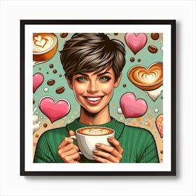 Sweet Pop Art Latte Portrait Wall Decor Art Print