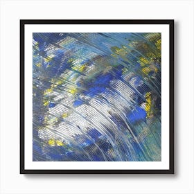 Abstract Painting, Acrylic On Canvas, Blue Color Art Print