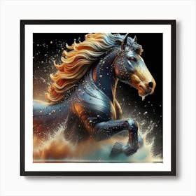 Horse Running In Water 10 Art Print