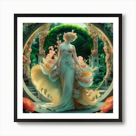 Lady In A Garden 5 Art Print