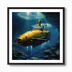 Submarine In The Ocean Art Print