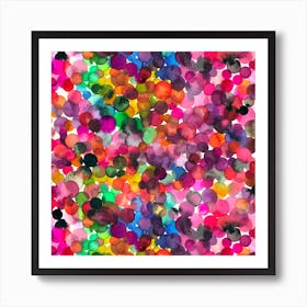 Overlapped Watercolor Dots Square Art Print