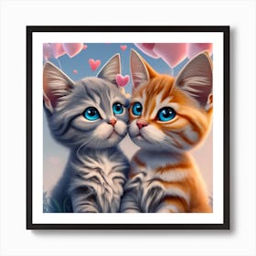 Two Kittens Kissing Art Print