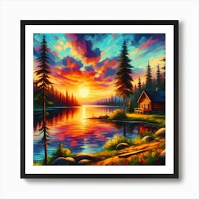 Sunset By The Lake 11 Art Print