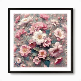 Pink Flowers In A Vase Art Print