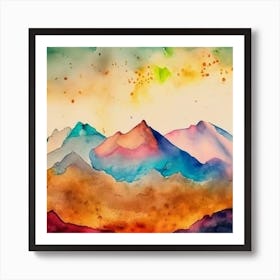 Watercolor Mountains Art Print