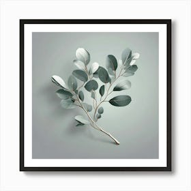 Silver eucalyptus branch, Vector art 5 Art Print