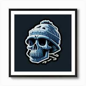 Skull Sticker With A Cap Silver (144) Art Print
