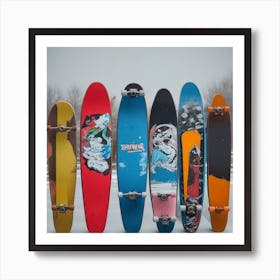 Skateboards In The Snow Art Print