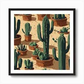 Cactus In Pots 5 Art Print