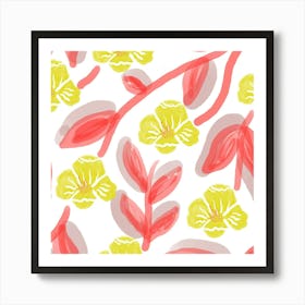 Yellow And Red Flowers Art Print