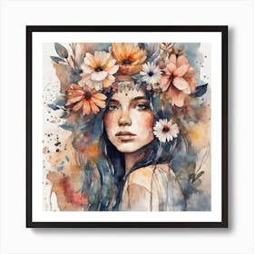 Art Boho Crown Roses 2 Art Print