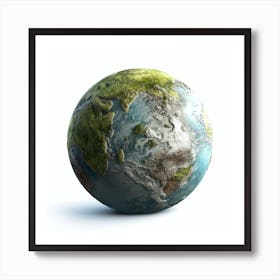 Earth Globe Isolated On White 1 Art Print