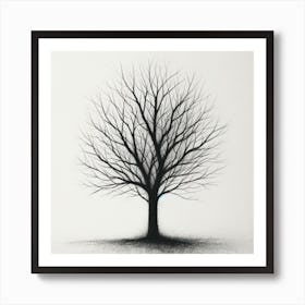 "Solitude in Monochrome: The Lone Tree's Silhouette"  'Solitude in Monochrome: The Lone Tree's Silhouette' captures the stark beauty of a solitary tree, its bare branches a study in the elegance of simplicity. Rendered in shades of gray, the artwork conveys a serene, contemplative mood, inviting introspection. This piece, with its minimalist approach, is a testament to the quiet power of nature's forms and is perfectly suited for spaces seeking a touch of calm and introspective ambience. Art Print