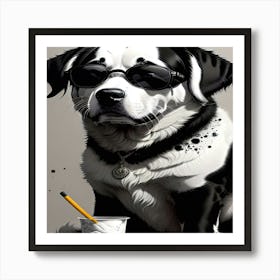 Dog With Sunglasses Art Print