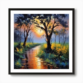 Sunset In The Woods Art Print