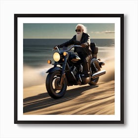 Old Man On A Motorcycle Art Print