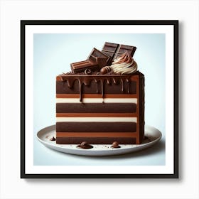 Chocolate Cake On A Plate Art Print