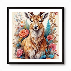 Cute deer animal Art Print