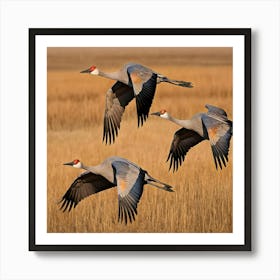 Sandhill Cranes In Flight 3 Art Print