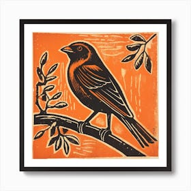 Retro Bird Lithograph Finch 4 Art Print