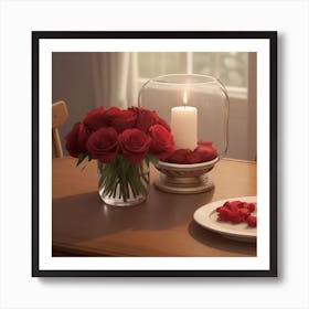 Romantic table for Valentine's Day Art Print