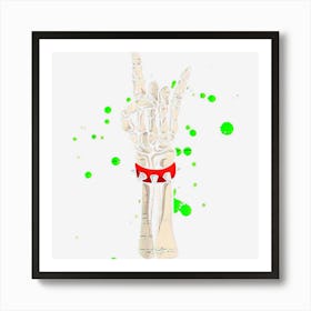 Rocker Skeleton Hand Rock On Funny Halloween Costume Art Print