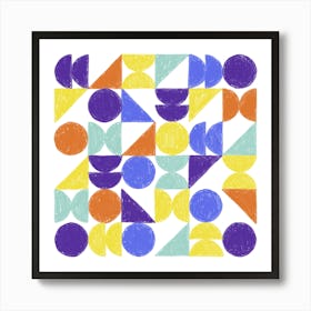Minimalist Playful Geometric Scribbled Pattern Art Print