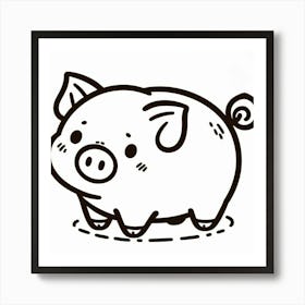 Line Art pig 2 Art Print