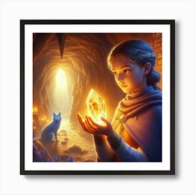 Girl Holding A Crystal Art Print