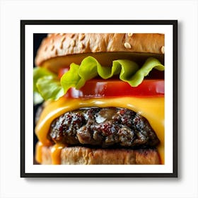 Juicy Perfection: The Ultimate Cheeseburger Temptation Art Print