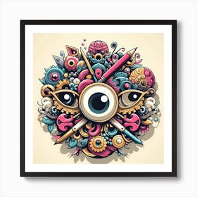 Eye Doodle Illustration Art Print