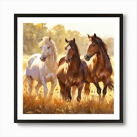 Horses In The Field 4 Art Print