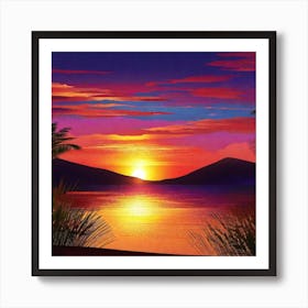 Sunset At The Beach By Person 1 Art Print