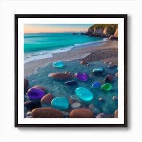 Colorful Stones On The Beach Art Print