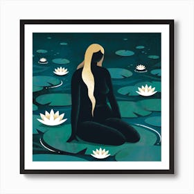 Lotus Lady Square Art Print