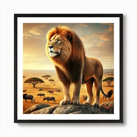 Lion In The Savannah 42 Art Print