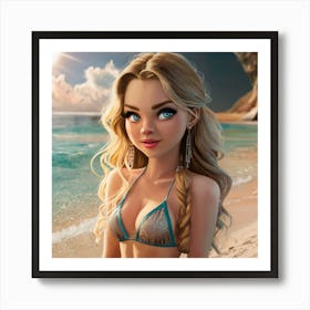 Girl On The Beach Art Print