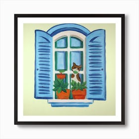 Open Window With Cat Matisse Style Amalfi Coast 5 Art Print
