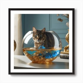 Cat In A Fish Bowl 1 Art Print