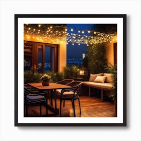Patio With String Lights Art Print