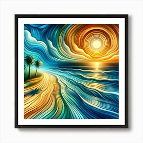 Sunset At The Beach Art Print