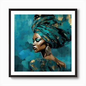 African Woman In Turban 1 Art Print