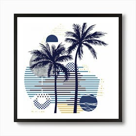 Palm Trees And Waves Poster