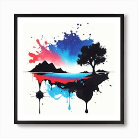 Colorful Ink Landscape  Art Print