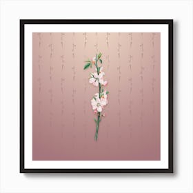 Vintage Peach Flower Botanical on Dusty Pink Pattern n.0069 Art Print