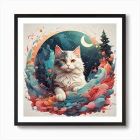 Cat In The Moonlight Art Print
