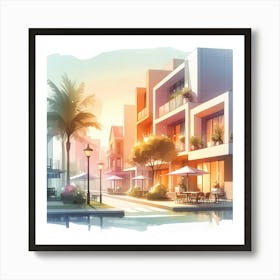 Watercolor Cityscape 2 Art Print