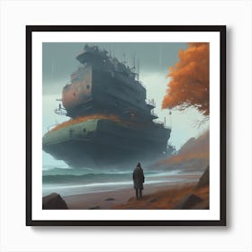 Ship On The Beach Art Print