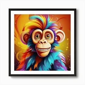 Monkey With Colorful Hair Art Print